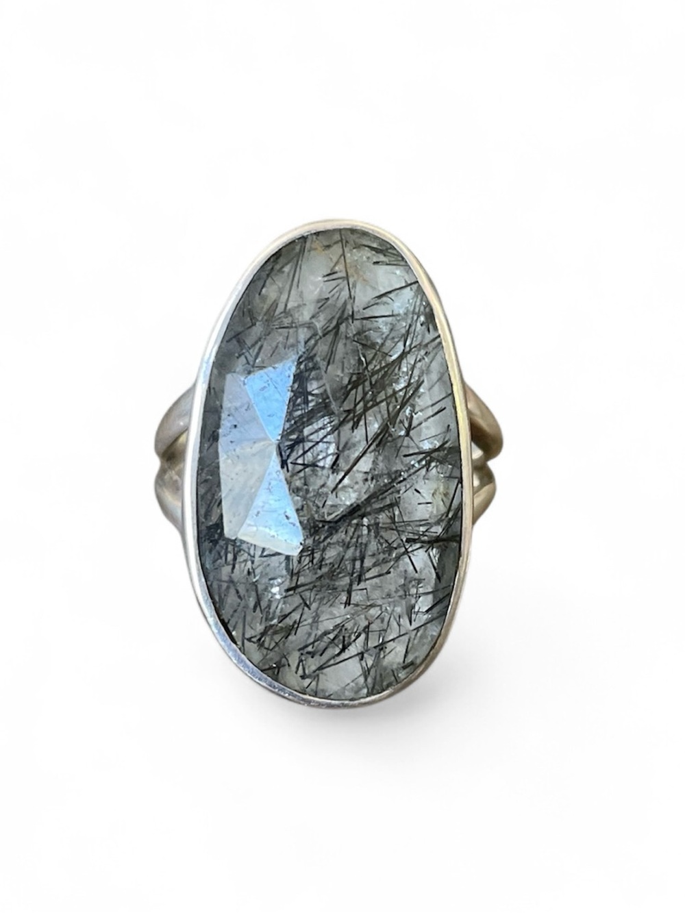 925 Sterling Silver Black Rutilated Quartz Ring, SIZE: US :7